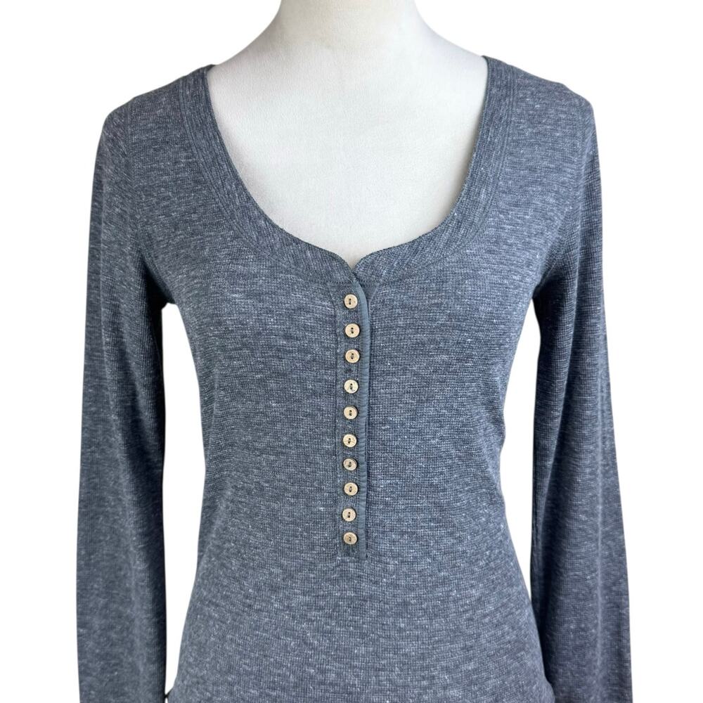 Intimately Free People Dylan Thermal Gray Knit Long Sleeve Full Butt Bodysuit - Picture 9 of 15
